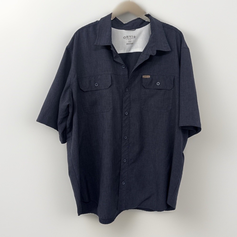Orvis Classic Collection Mens Utility Shirt XXL Blue S/Sleeve Button Lightweight